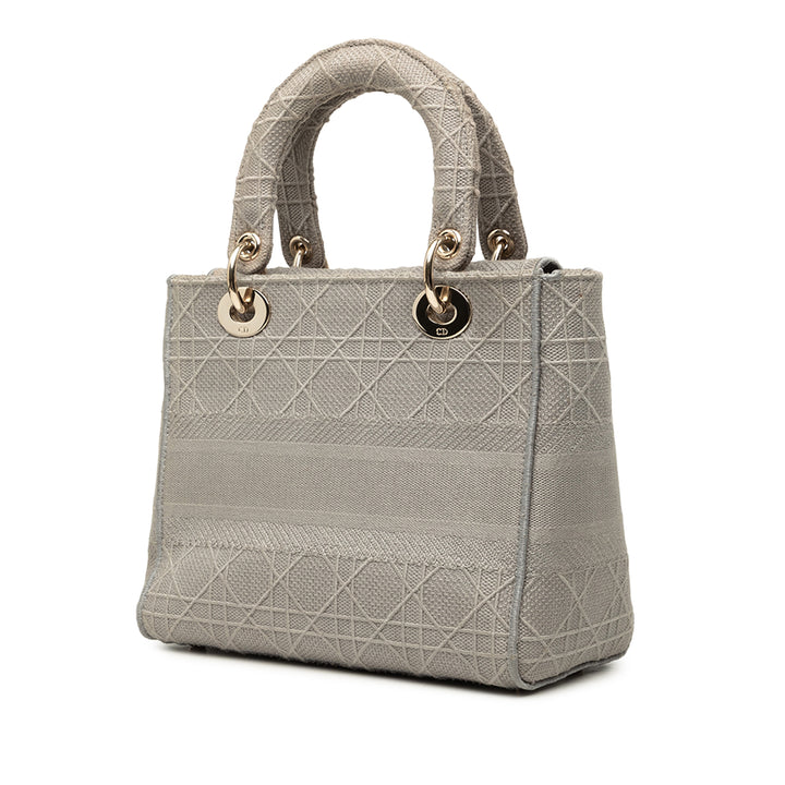 Dior Lady D-Lite Cannage brodé Moyen Gris – vue 2 – GABY PARIS
