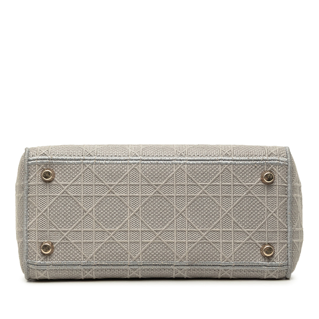Dior Lady D-Lite Cannage brodé Moyen Gris – vue 3 – GABY PARIS
