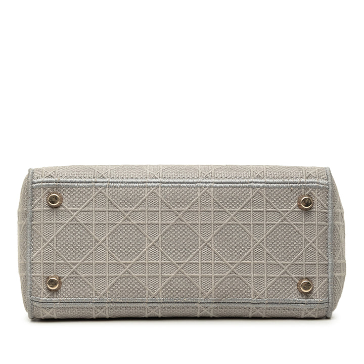 Dior Lady D-Lite Cannage brodé Moyen Gris – vue 3 – GABY PARIS
