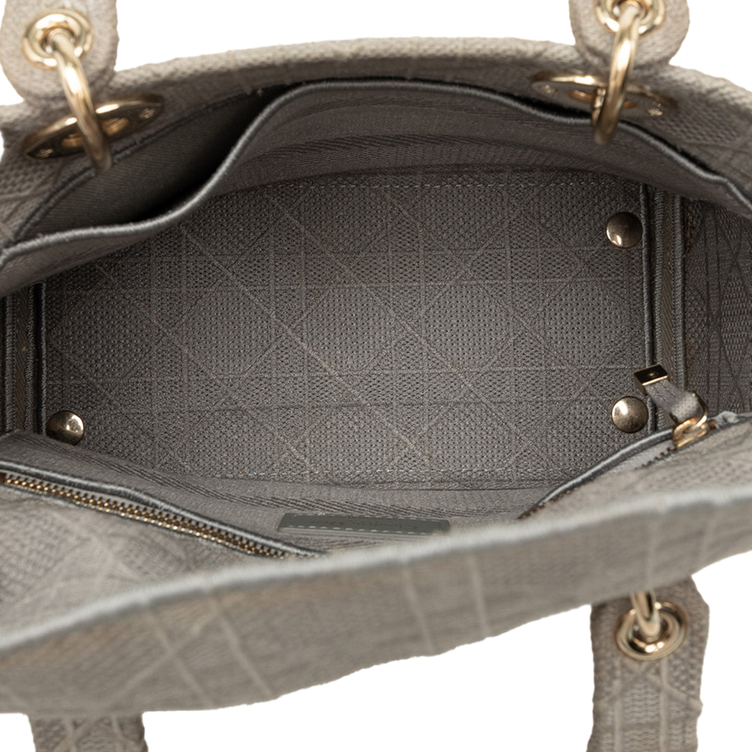 Dior Lady D-Lite Cannage brodé Moyen Gris – vue 4 – GABY PARIS
