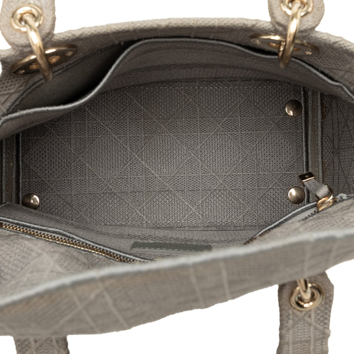 Dior Lady D-Lite Cannage brodé Moyen Gris – vue 4 – GABY PARIS