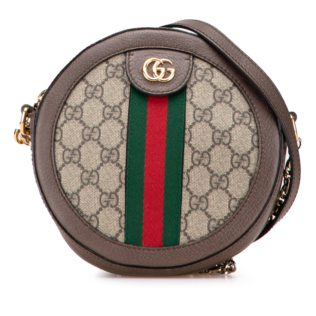 Mini GG Supreme Round Ophidia Crossbody Brown - Gaby Paris