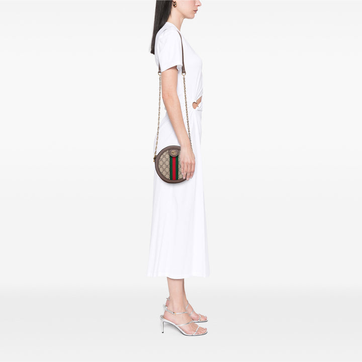 Mini GG Supreme Round Ophidia Crossbody Brown - Gaby Paris