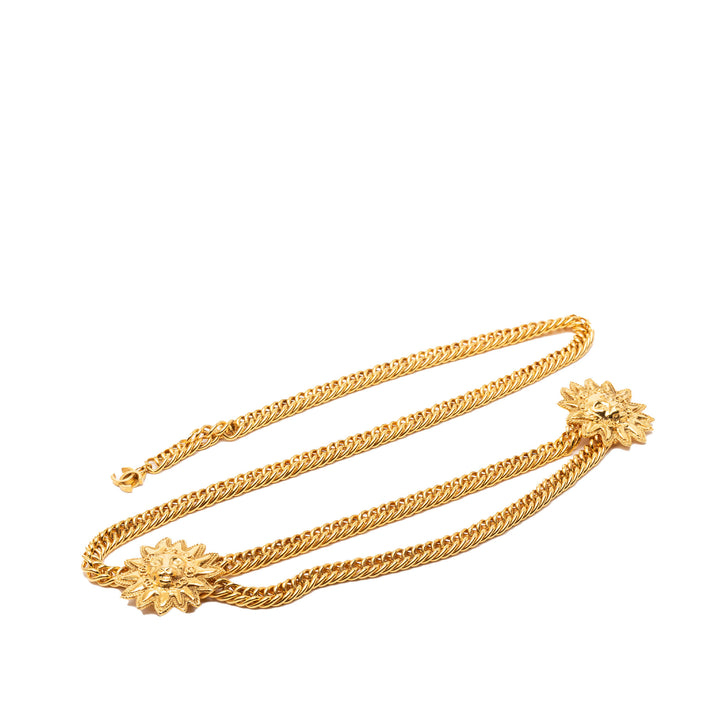Chanel CC plaqué Double Sun Chaîne Link Ceinture Doré – vue principale – GABY PARIS