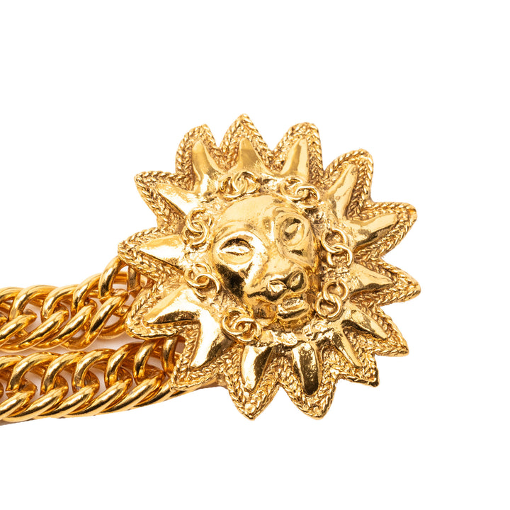 Chanel CC plaqué Double Sun Chaîne Link Ceinture Doré – vue 4 – GABY PARIS