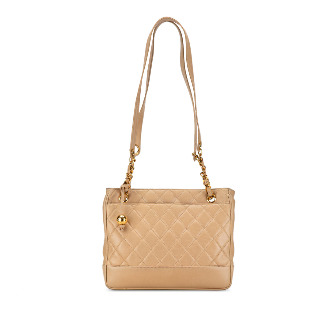 Quilted Lambskin Shoulder Bag Brown - Gaby Paris