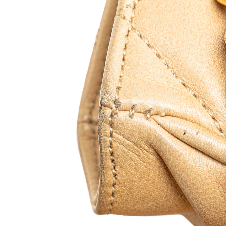 Quilted Lambskin Shoulder Bag Brown - Gaby Paris