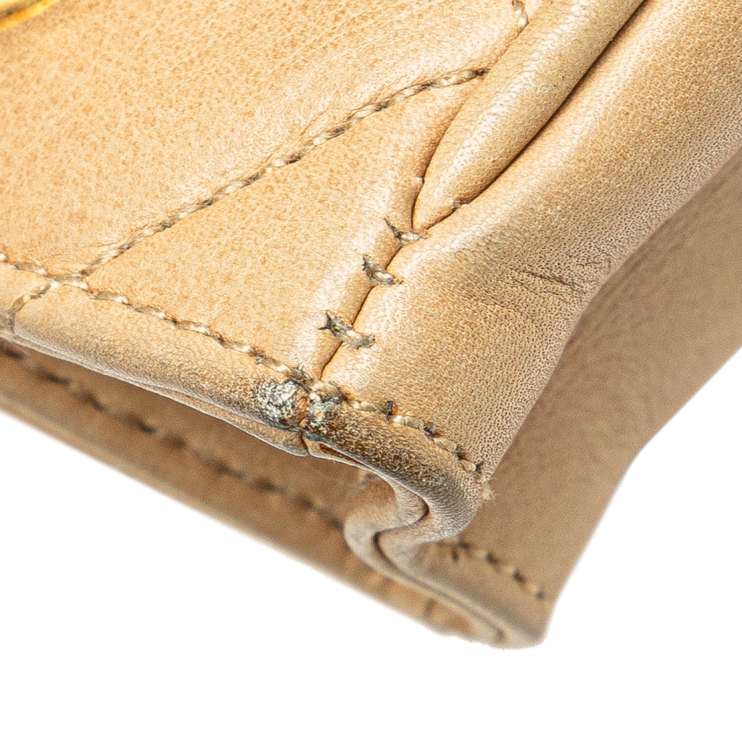 Quilted Lambskin Shoulder Bag Brown - Gaby Paris