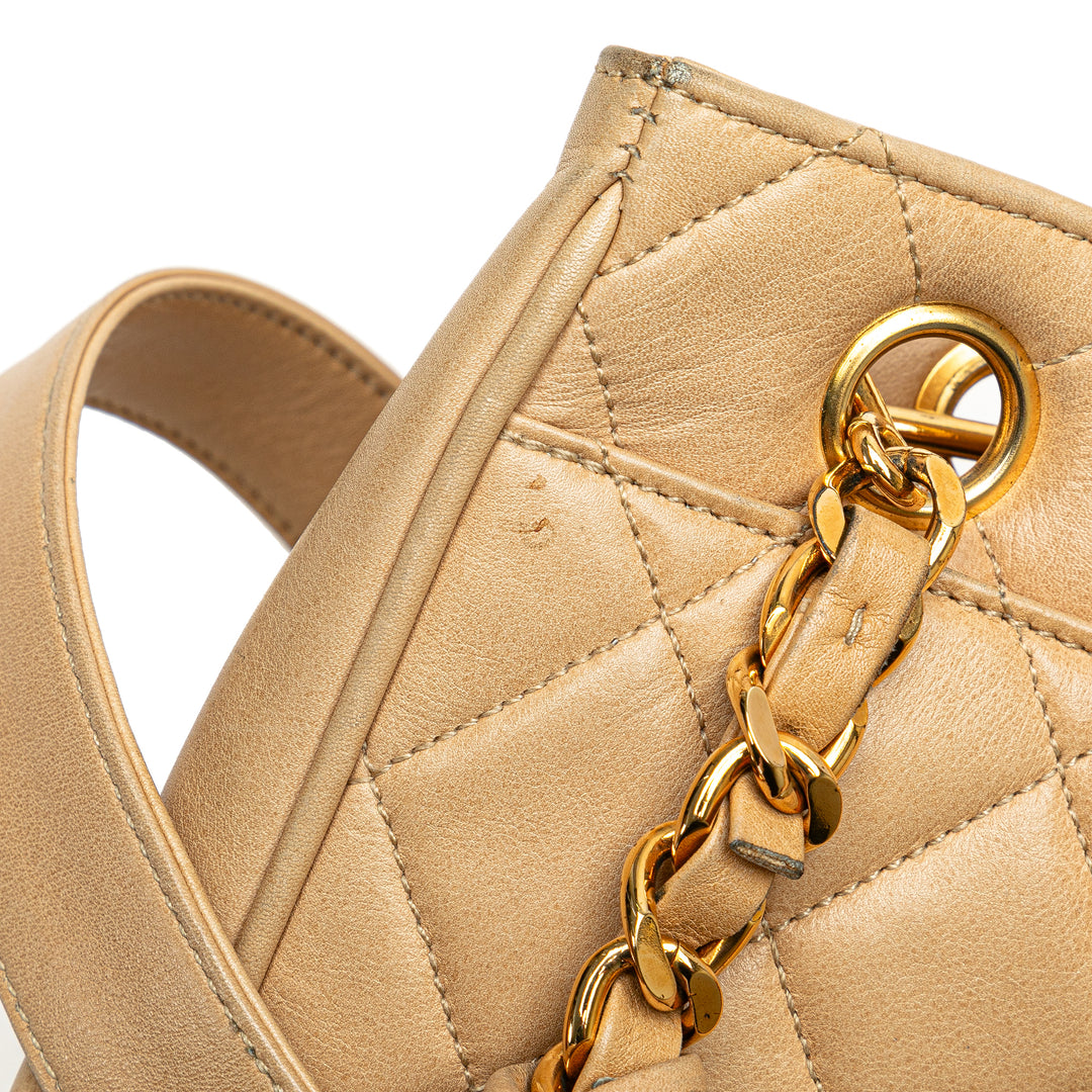 Quilted Lambskin Shoulder Bag Brown - Gaby Paris