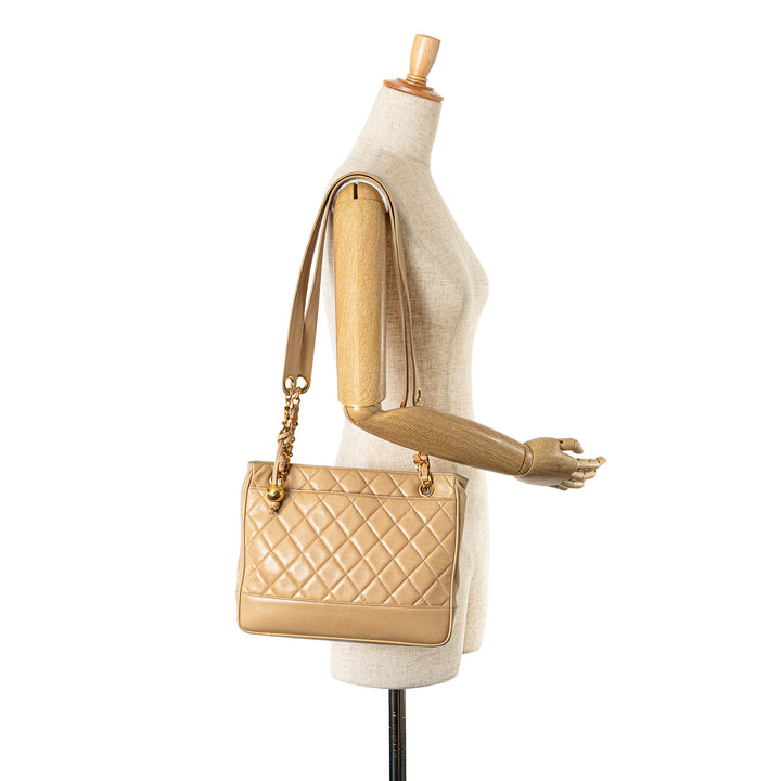 Quilted Lambskin Shoulder Bag Brown - Gaby Paris