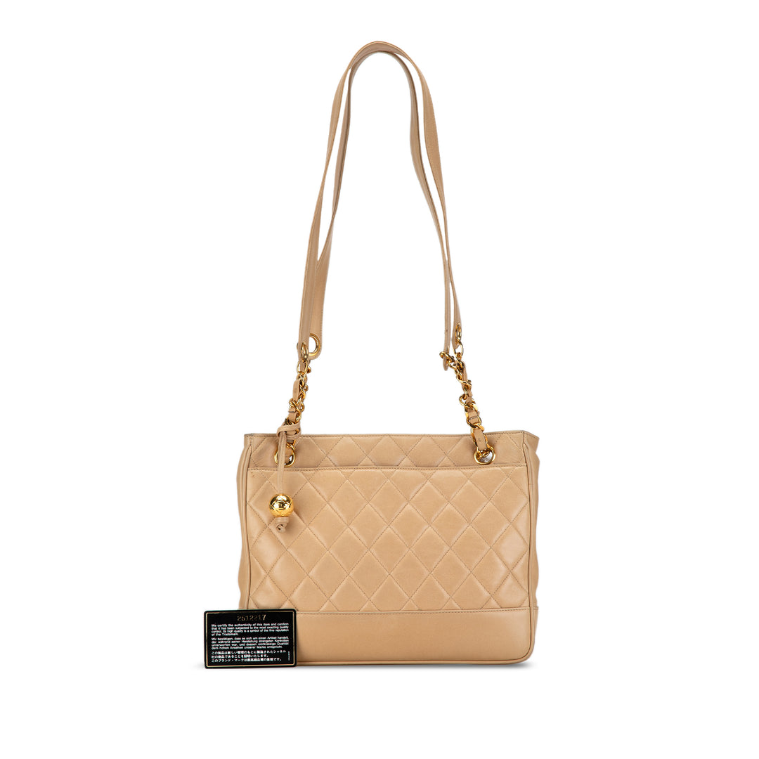 Quilted Lambskin Shoulder Bag Brown - Gaby Paris