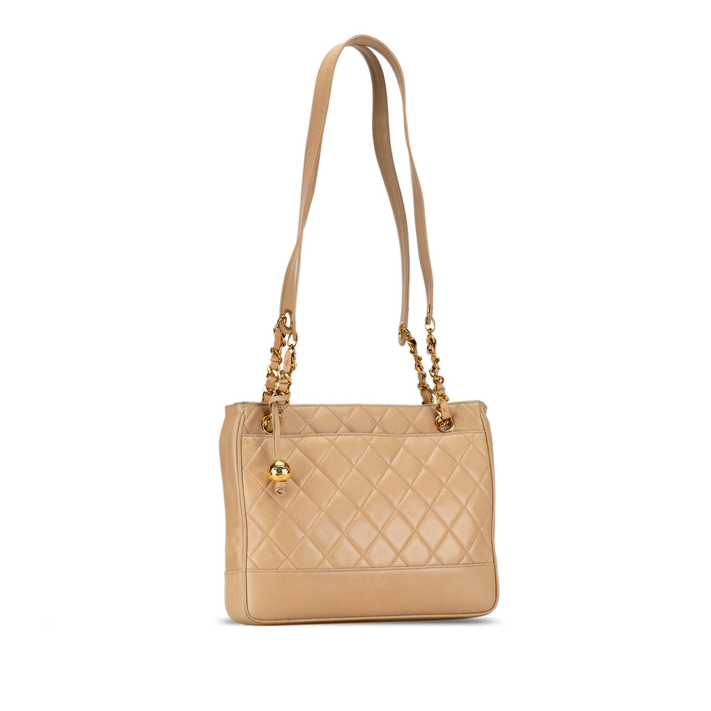 Quilted Lambskin Shoulder Bag Brown - Gaby Paris