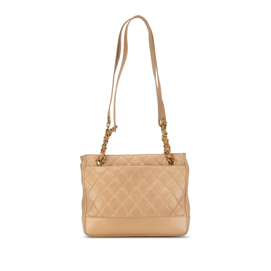 Quilted Lambskin Shoulder Bag Brown - Gaby Paris