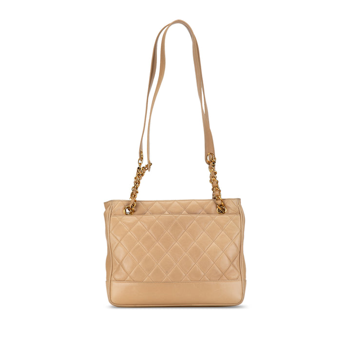 Quilted Lambskin Shoulder Bag Brown - Gaby Paris