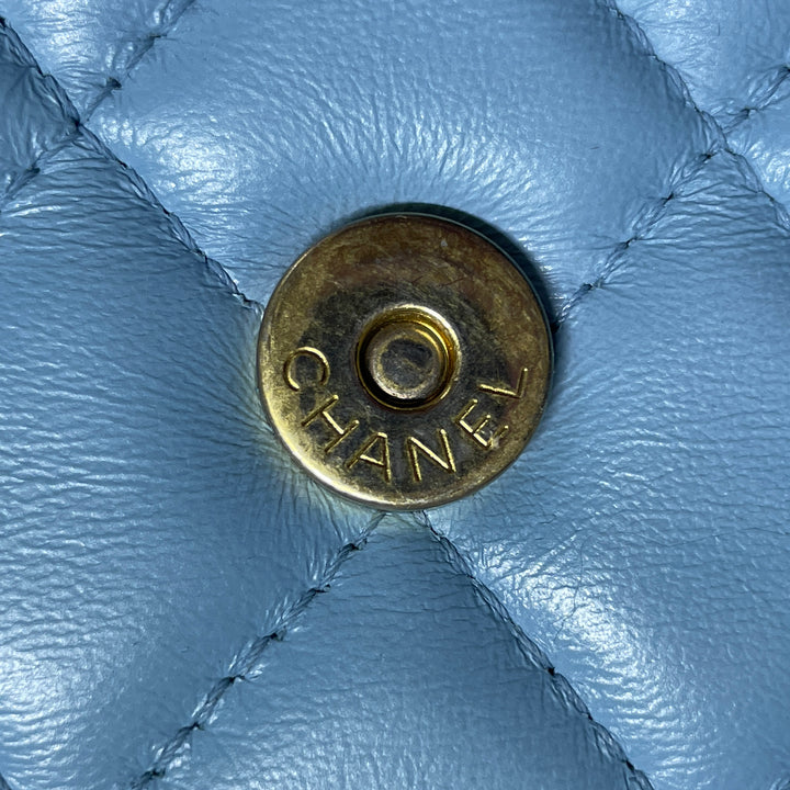 Quilted Lambskin Candy Chain Wallet Blue - Gaby Paris