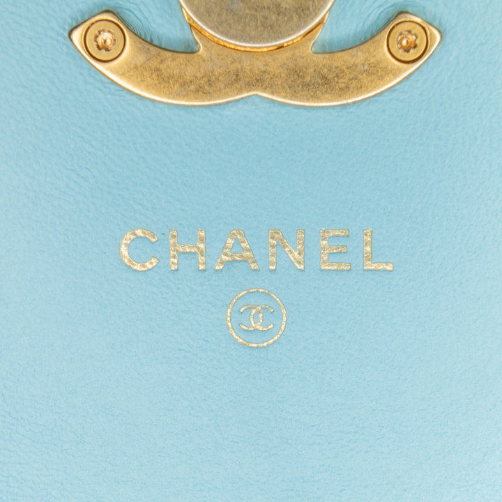 Quilted Lambskin Candy Chain Wallet Blue - Gaby Paris