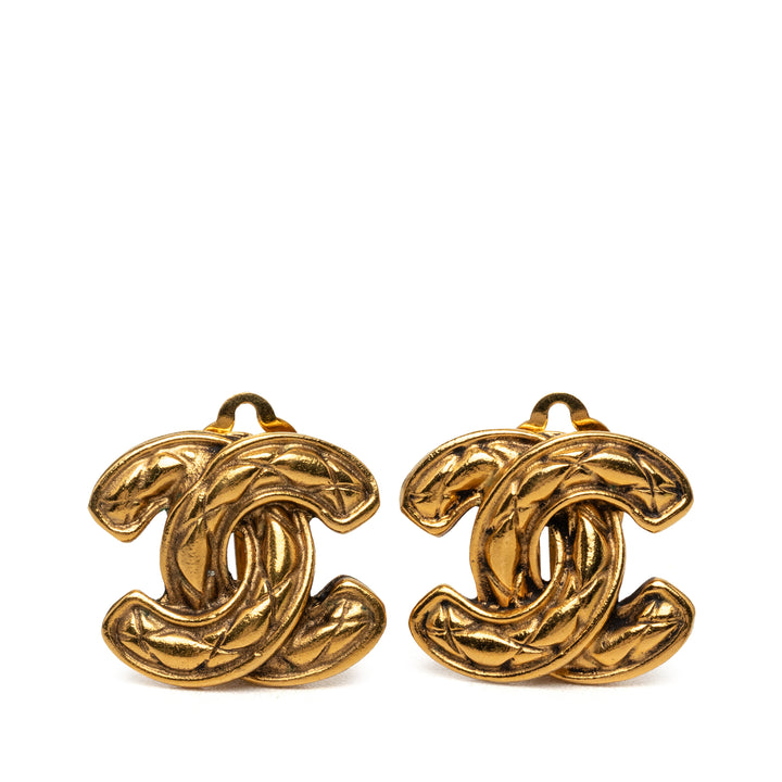 Chanel CC plaqué Matelassé À clip Boucles d'oreilles Métal