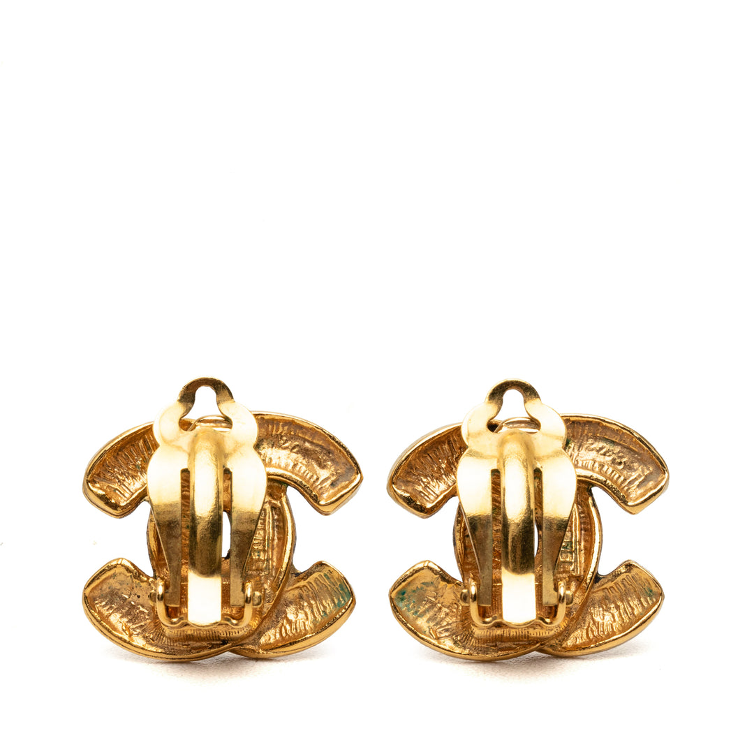 Chanel CC plaqué Matelassé À clip Boucles d'oreilles Métal
