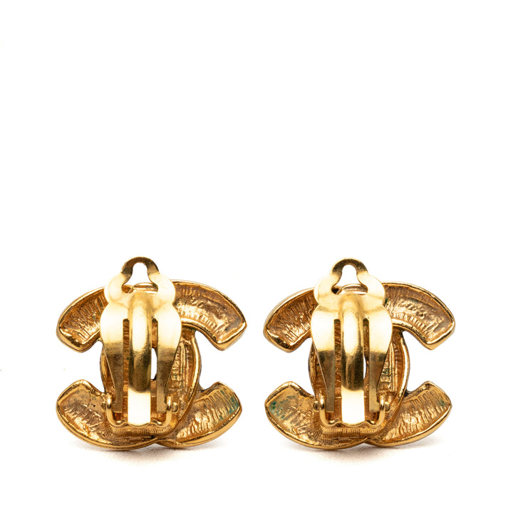 Chanel CC plaqué Matelassé À clip Boucles d'oreilles Métal