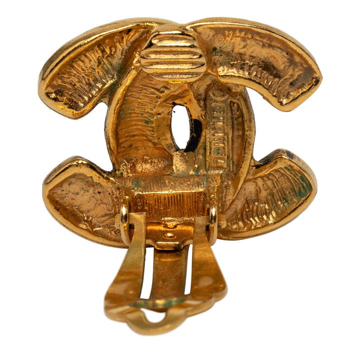 Chanel CC plaqué Matelassé À clip Boucles d'oreilles Métal