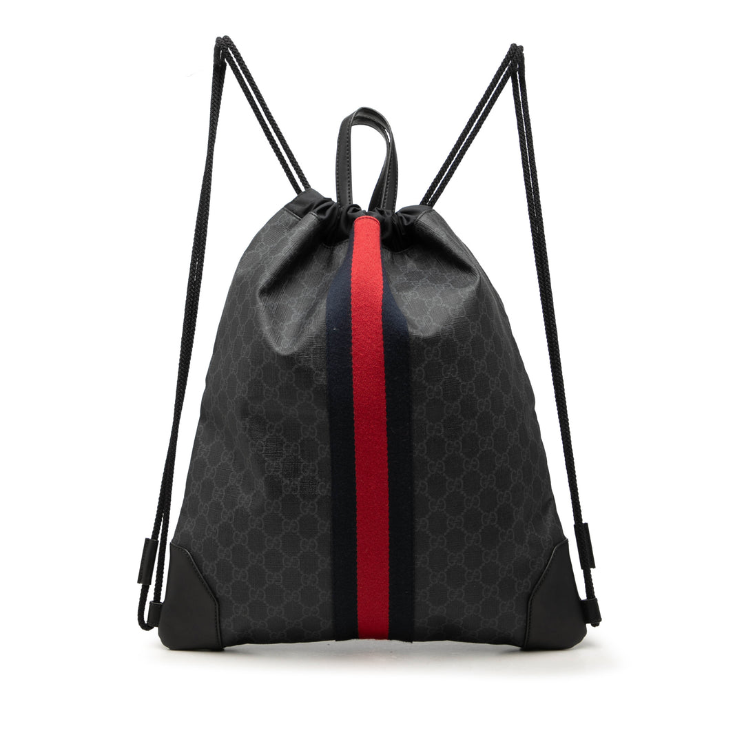 Web Sac à dos à cordon GG Supreme Noir