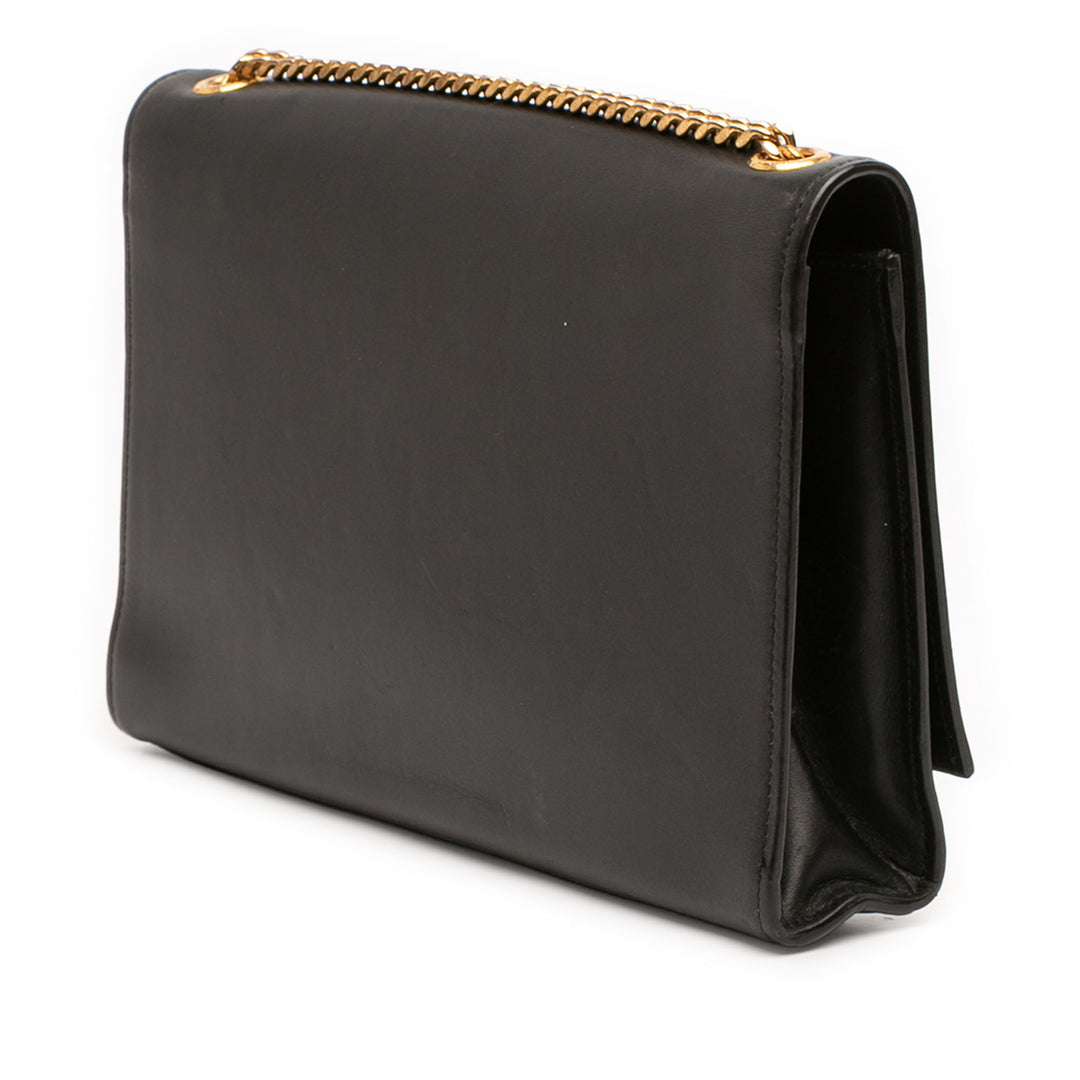 Saint Laurent Medium Smooth Cuir de veau Classic Monogram Kate Pompon Sac porté croisé