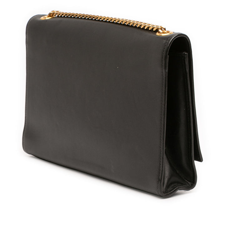 Saint Laurent Medium Smooth Cuir de veau Classic Monogram Kate Pompon Sac porté croisé