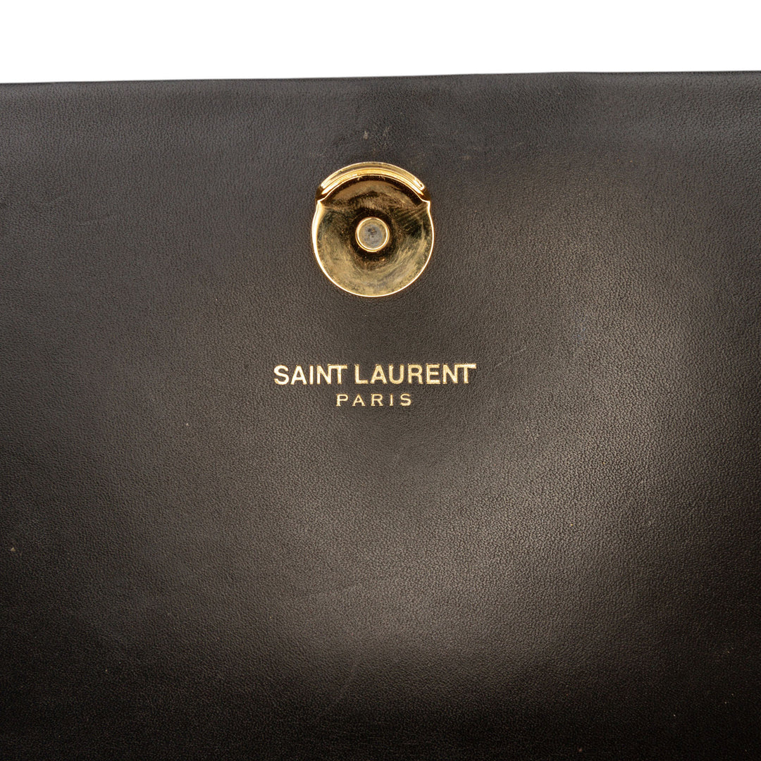 Saint Laurent Medium Smooth Cuir de veau Classic Monogram Kate Pompon Sac porté croisé