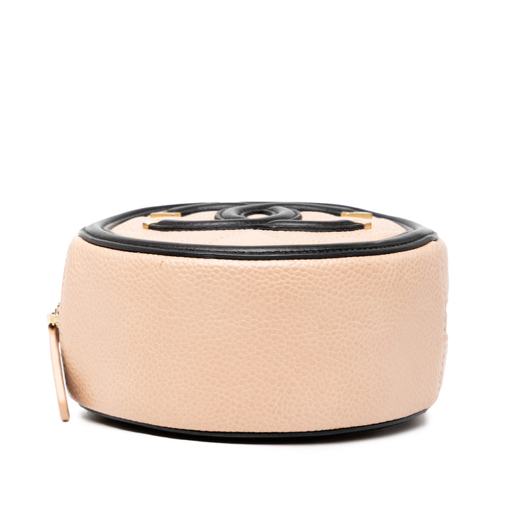 Chanel Caviar CC Filigree Round Sac porté croisé Marron