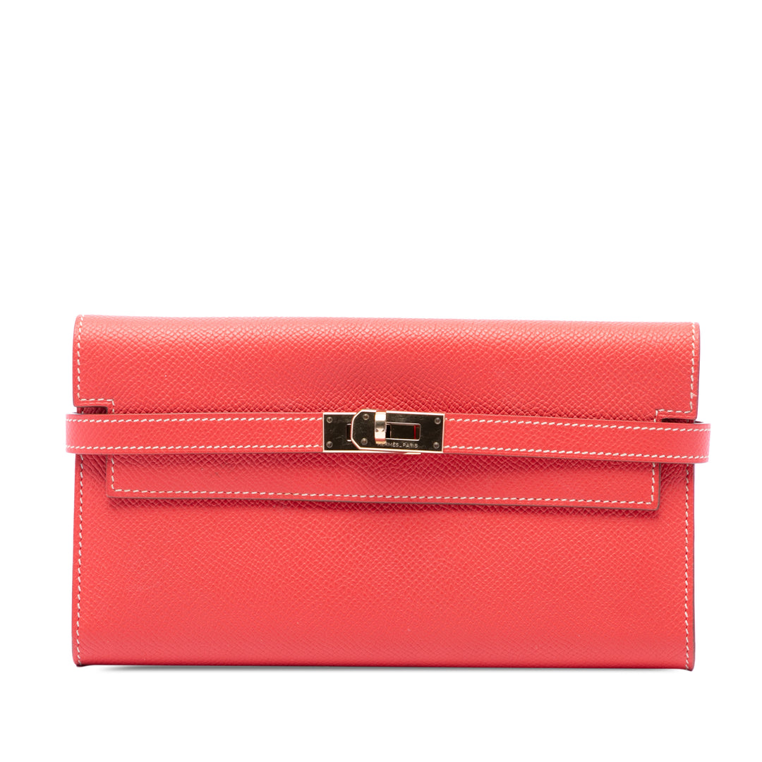 Hermès Portefeuille Verso Kelly Longue Epsom Rose – vue principale – GABY PARIS