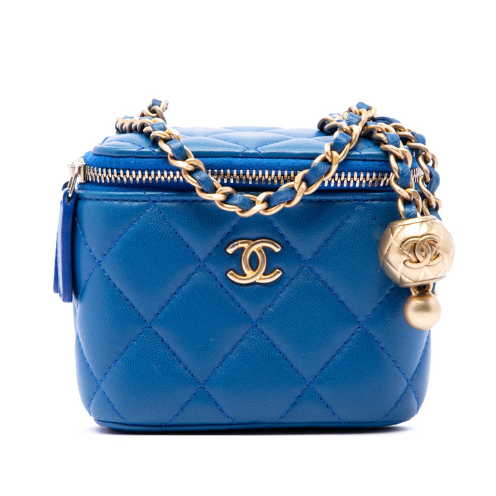 Chanel Mini Matelassé Cuir d’agneau Perle Crush Vanity avec chaîne