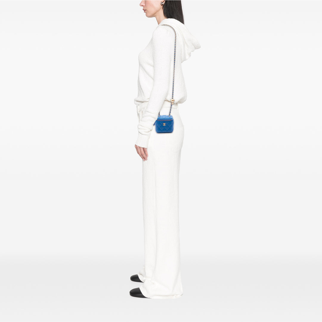 Chanel Mini Matelassé Cuir d’agneau Perle Crush Vanity avec chaîne