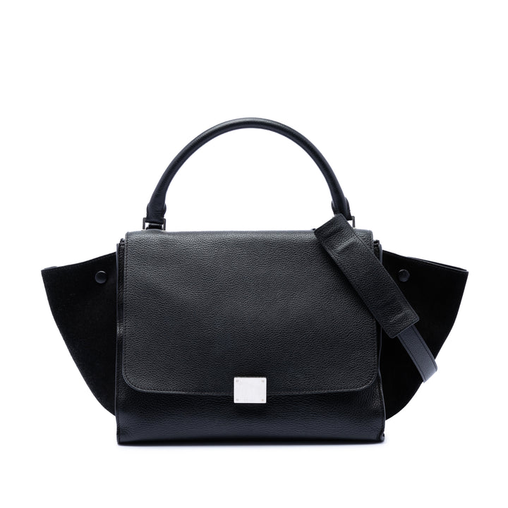 Celine Medium Drummed Cuir de veau et Daim Trapeze Sac