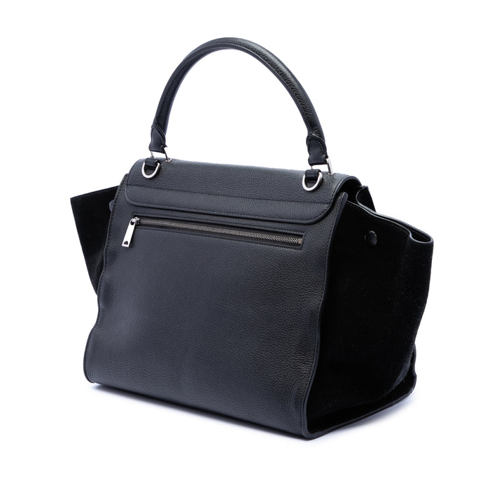 Celine Medium Drummed Cuir de veau et Daim Trapeze Sac