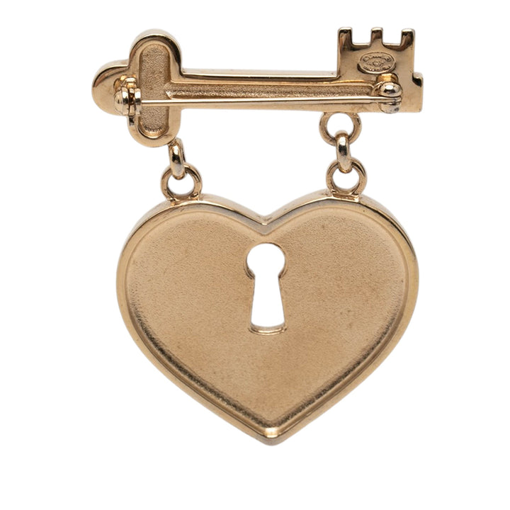 Chanel CC plaqué Heart Lock et Key Broche Pin