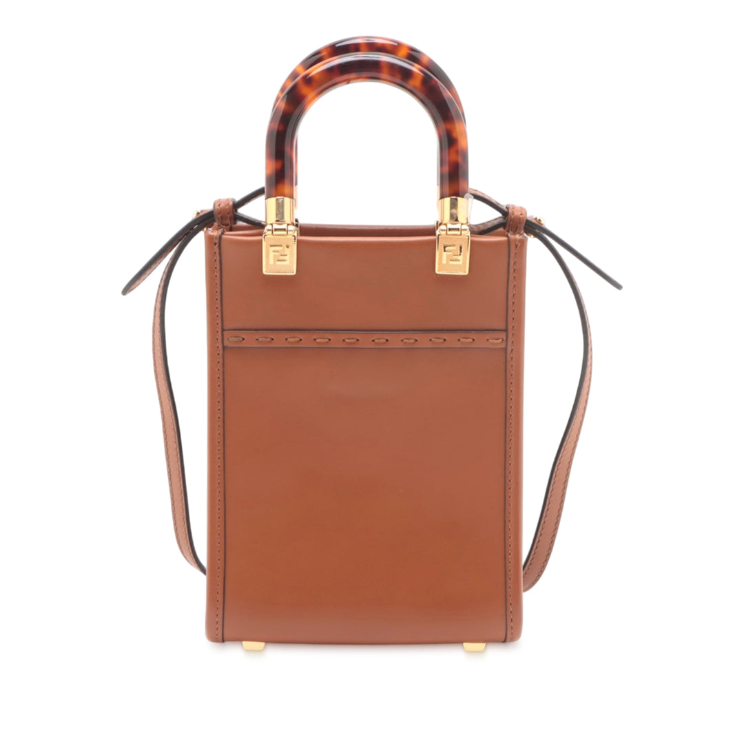 Fendi Mini Cuir Sunshine Shopper Cabas Marron