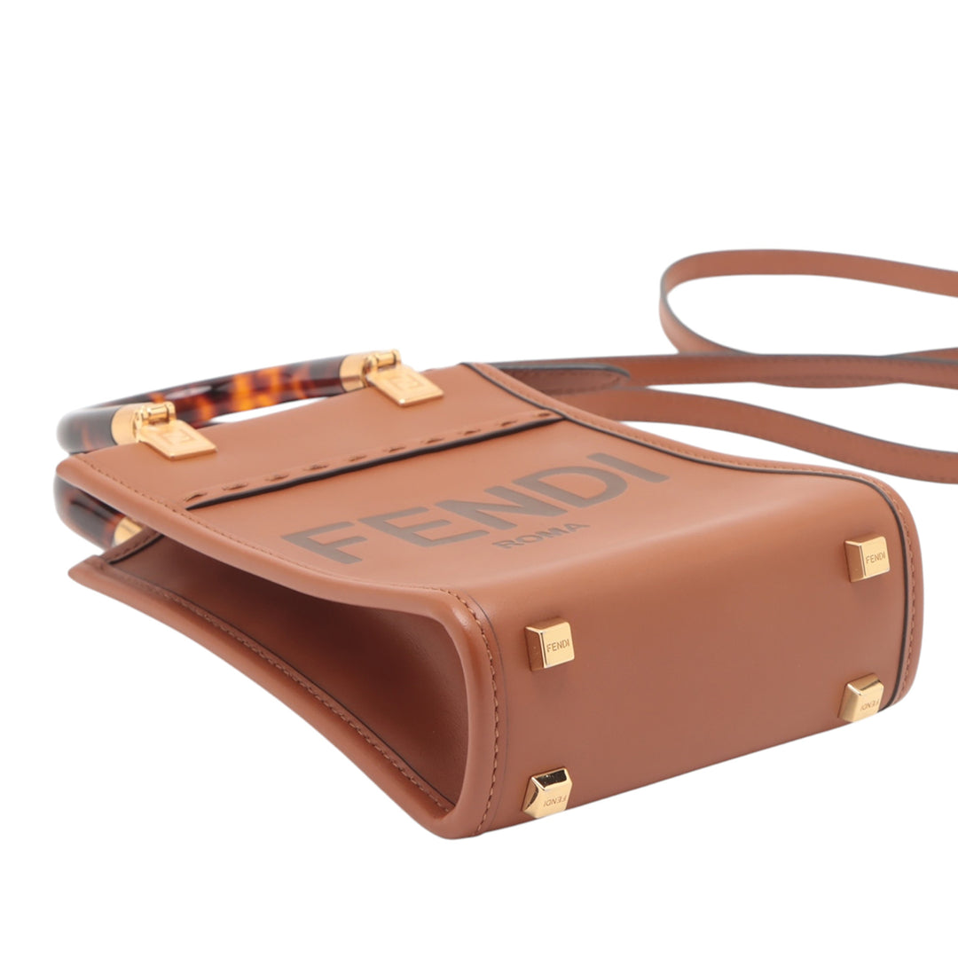 Fendi Mini Cuir Sunshine Shopper Cabas Marron