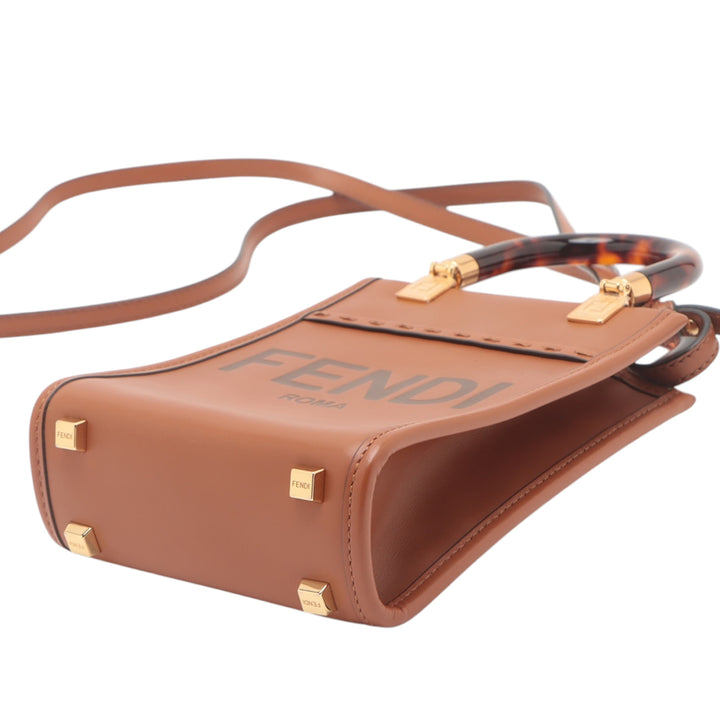 Fendi Mini Cuir Sunshine Shopper Cabas Marron