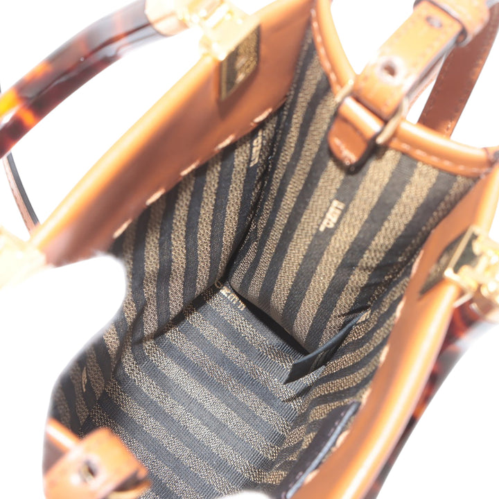 Fendi Mini Cuir Sunshine Shopper Cabas Marron