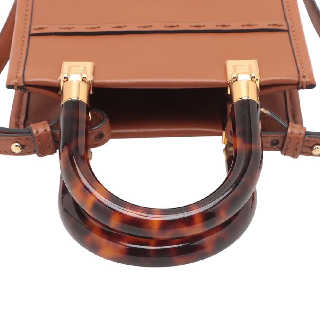 Fendi Mini Cuir Sunshine Shopper Cabas Marron