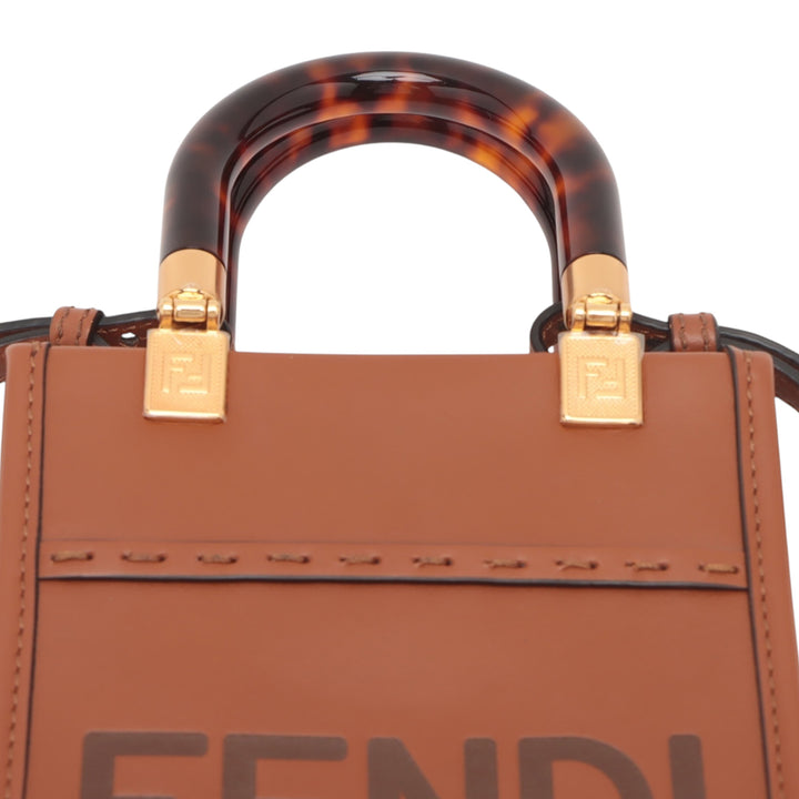 Fendi Mini Cuir Sunshine Shopper Cabas Marron