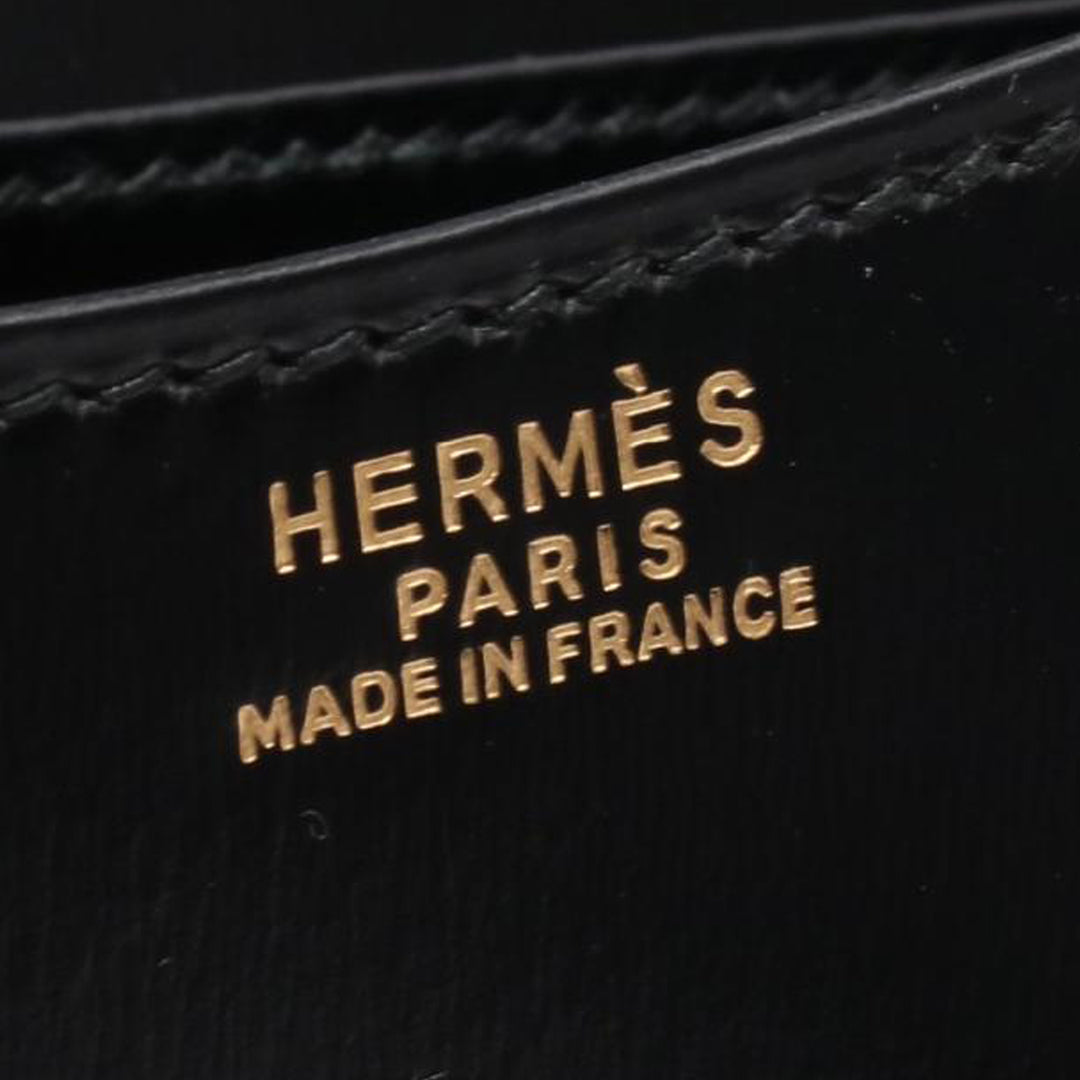 Box Calf Double H Shoulder Bag Black - Gaby Paris