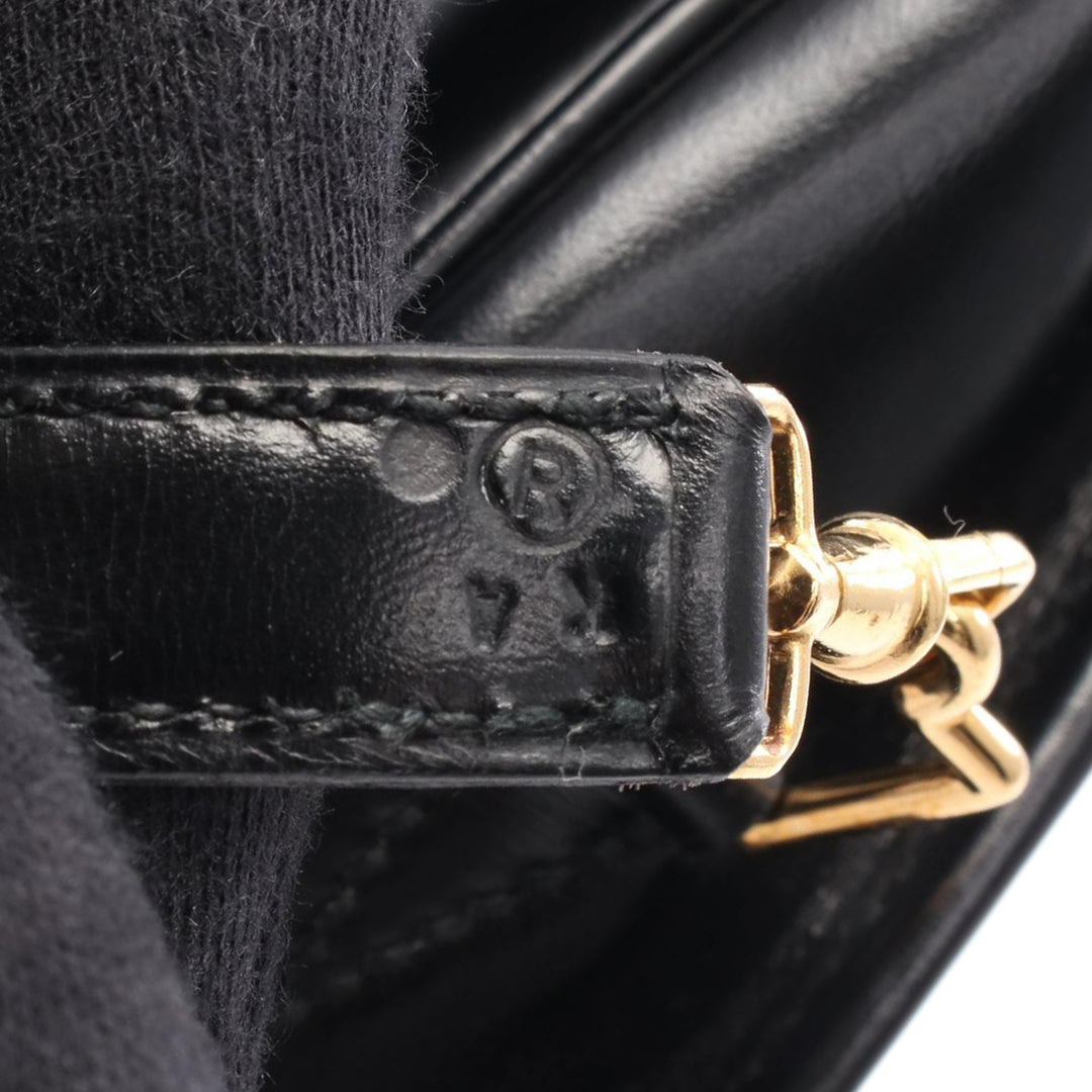 Box Calf Double H Shoulder Bag Black - Gaby Paris