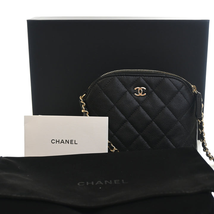 Chanel Mini CC Matelassé Caviar Dome Pochette avec chaîne