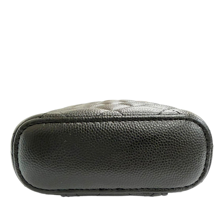 CC Matelassé Étui téléphone avec chaîne Cuir caviar Noir