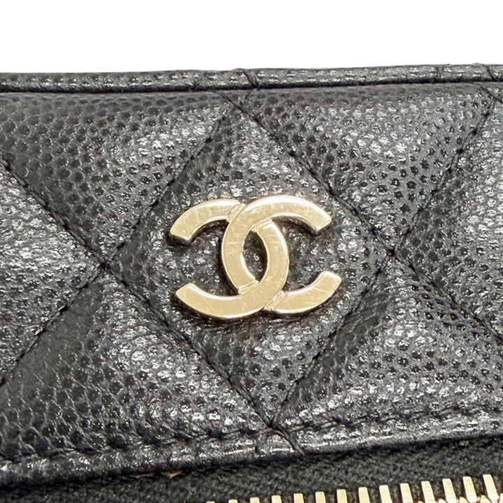 CC Matelassé Étui téléphone avec chaîne Cuir caviar Noir