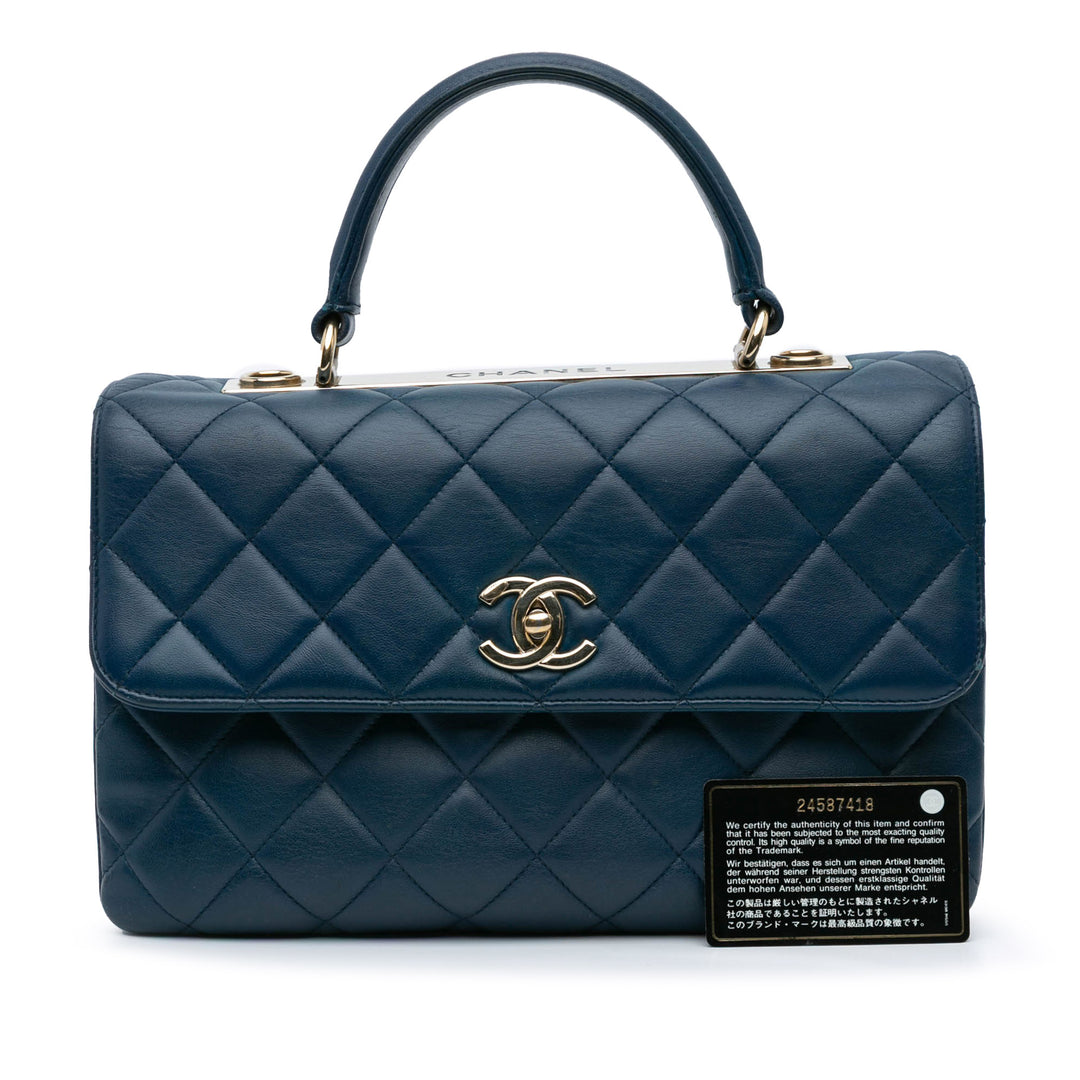 Medium Lambskin Trendy CC Flap Blue - Gaby Paris