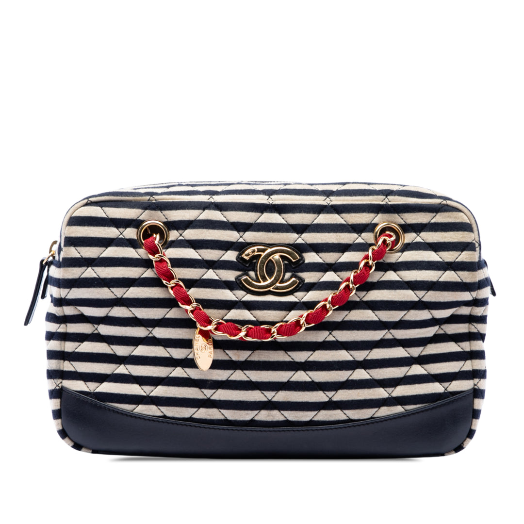 Matelassé Jersey et Coco Sailor Sac caméra Cuir d'agneau Noir