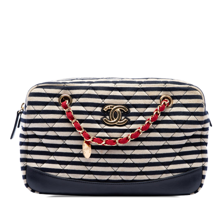 Matelassé Jersey et Coco Sailor Sac caméra Cuir d'agneau Noir