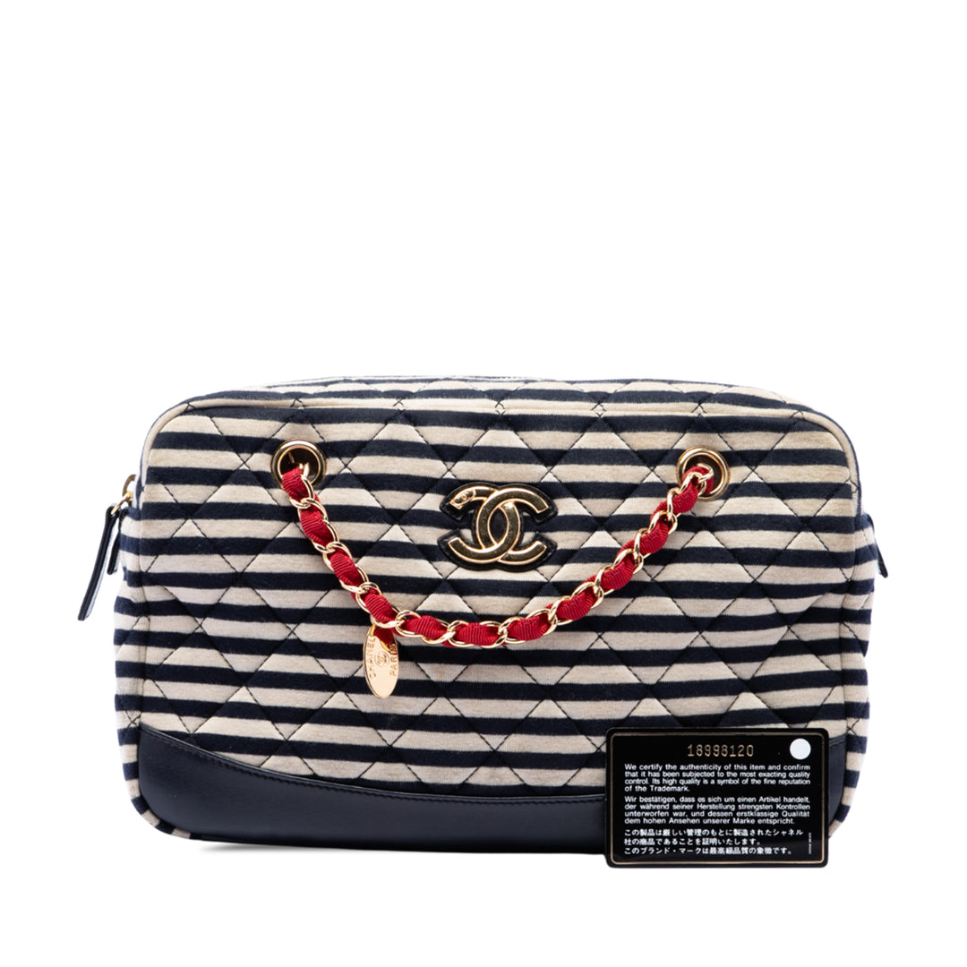 Matelassé Jersey et Coco Sailor Sac caméra Cuir d'agneau Noir